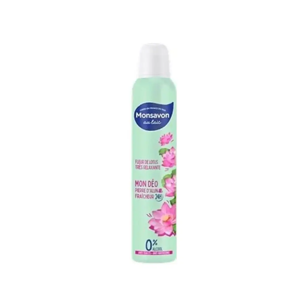 Monsavon Déodorant Spray Lait & Fleur de lotus anti-transpirant 200ml & Irritations 200ml 