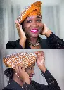 BERET en pagne tissé Orange motifs imprimés de chez Maison Momy