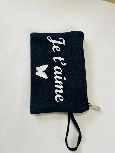 POCHETTE garde tout:JE TAIME: 20x15 cm BLEU 